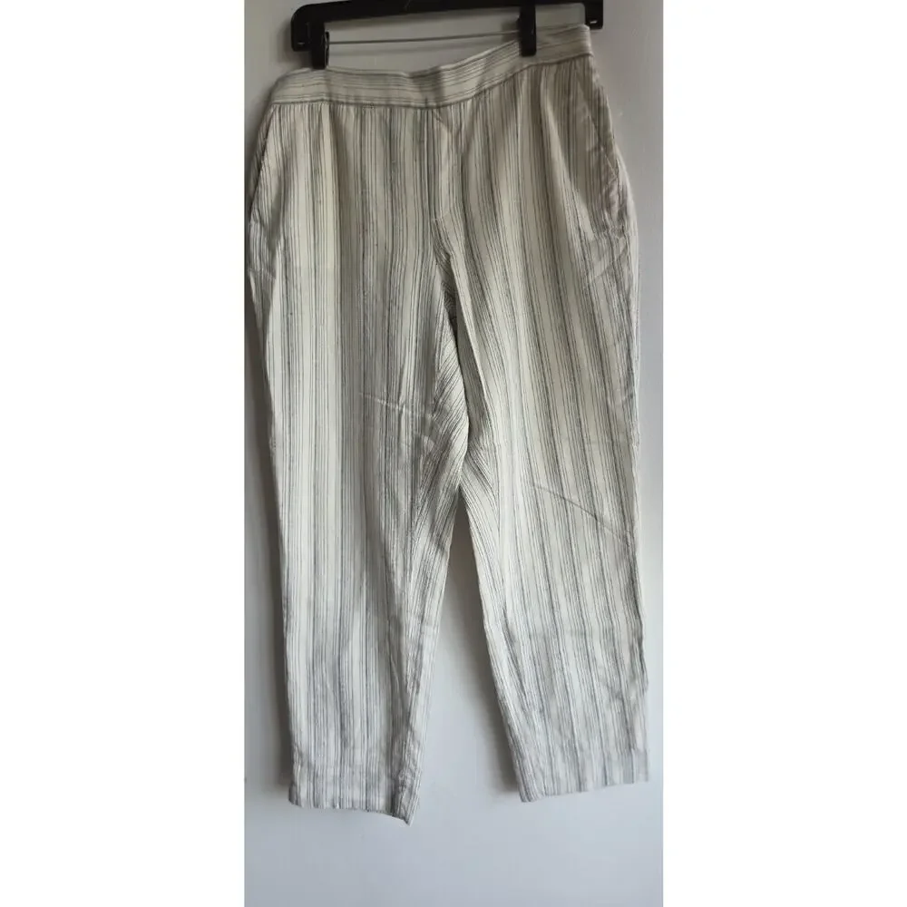Banana Republic Women's Linen Striped Boho Chic Cottagecore Summer Pants, Size 6